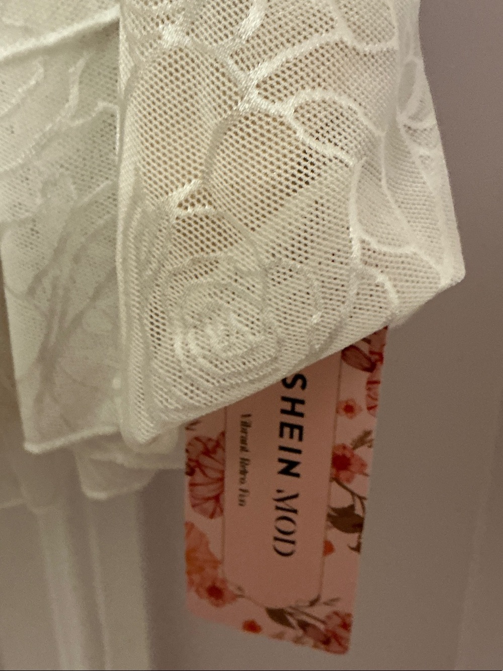 SHEIN Cream Lace Tiered Ruffle Strapless Gown - Picture 8 of 8